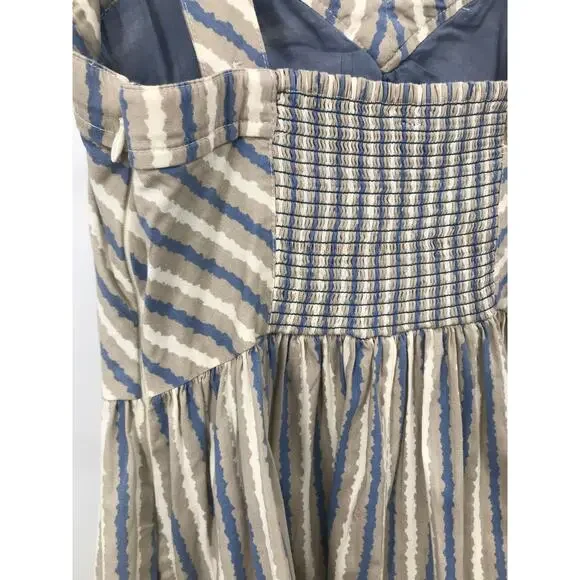 Free People Beige Blue Striped Sleeveless Mini Dress Womens 4 - Picture 6 of 11